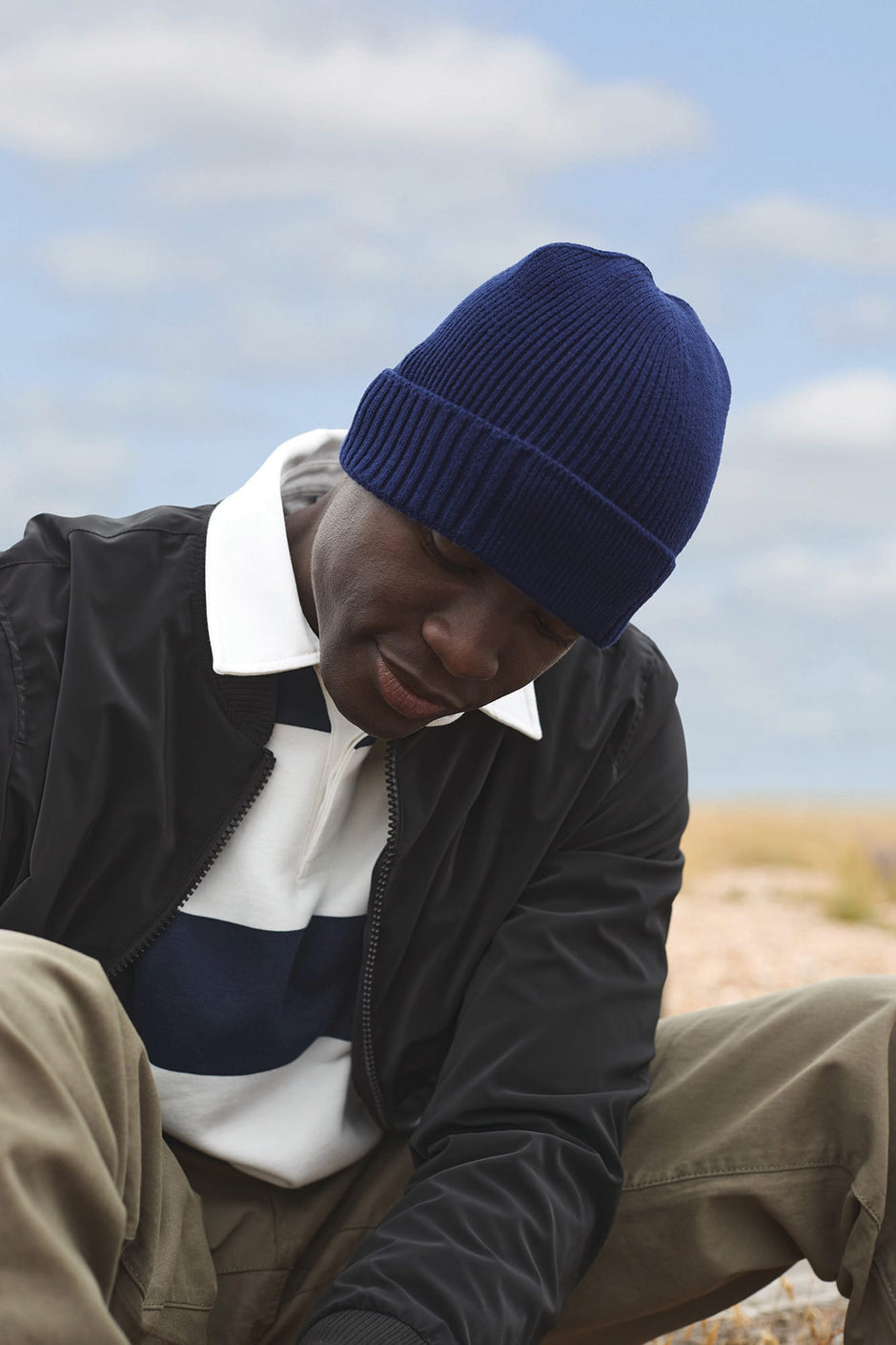 B438N - Bonnet en coton biologique avec patch technique Beechfield®