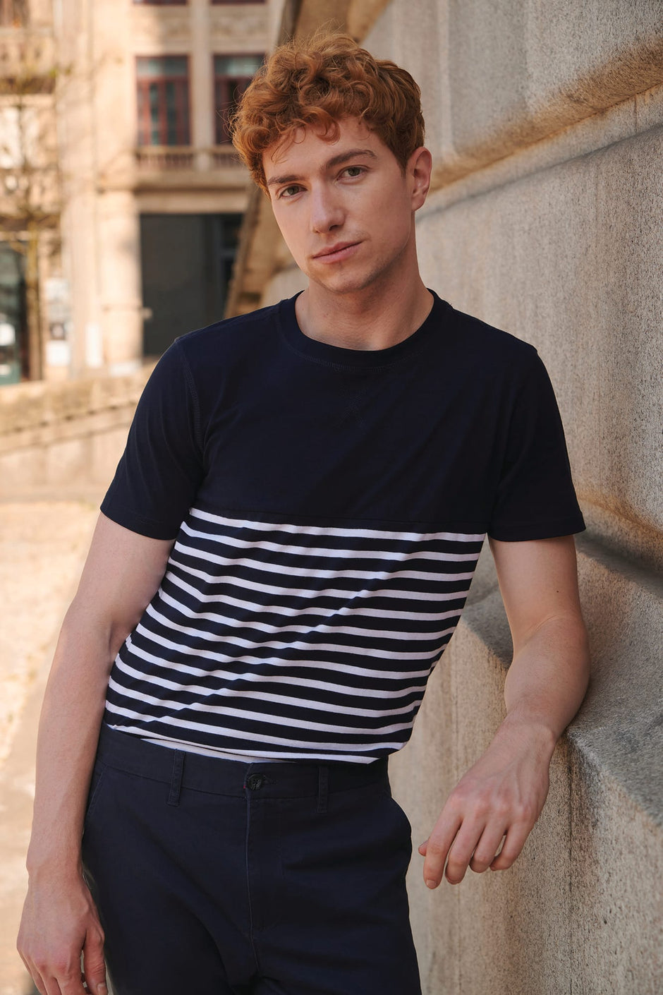 FR135 - T-shirt breton à manches courtes Front Row