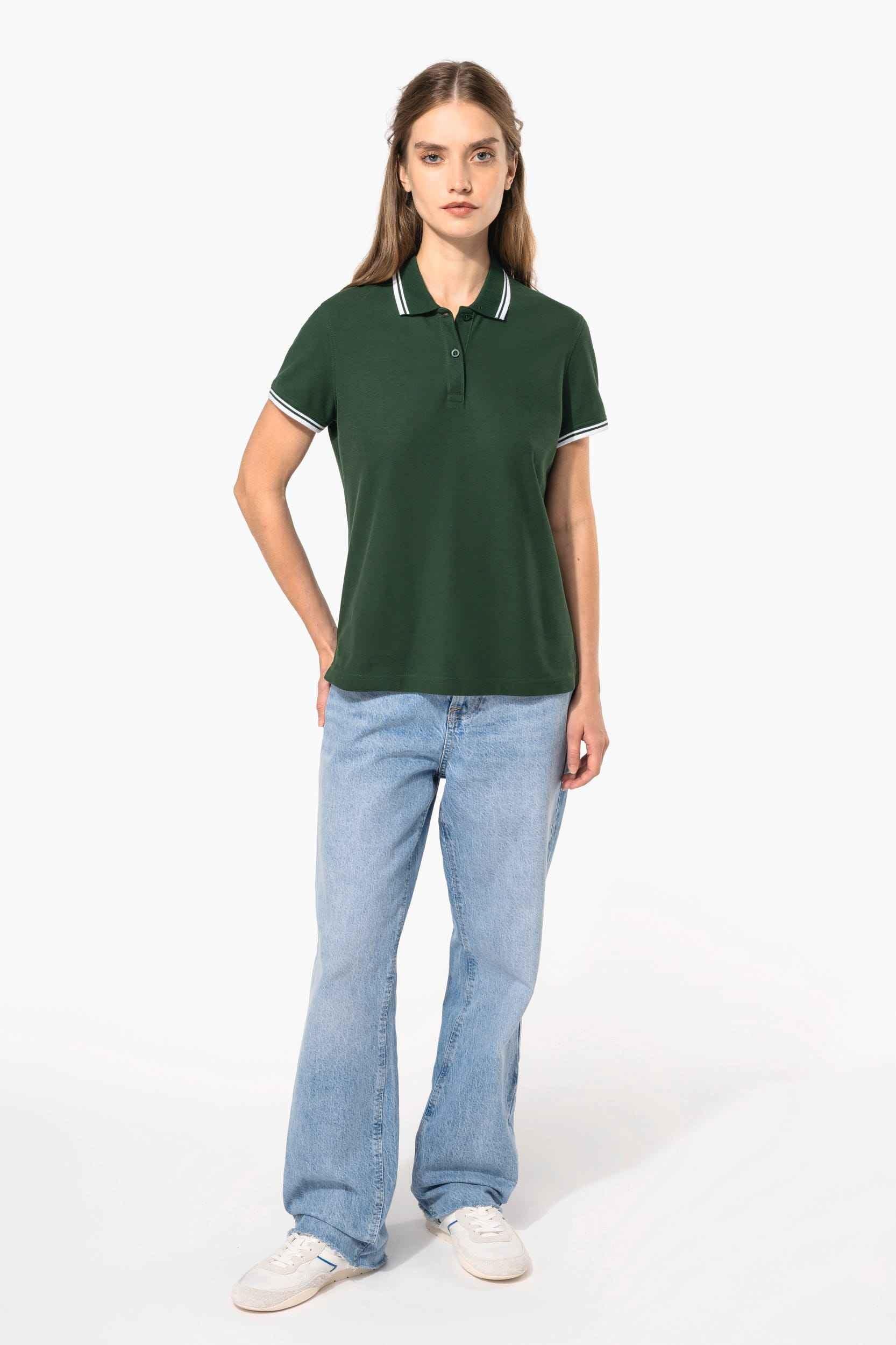 K273 - Polo femme manches courtes à liserés contrastés - Occifloc