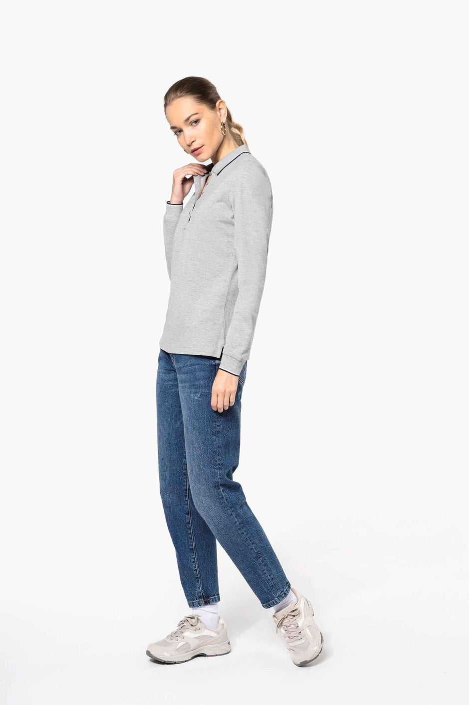 K281 - Polo maille piquée manches longues femme - Occifloc