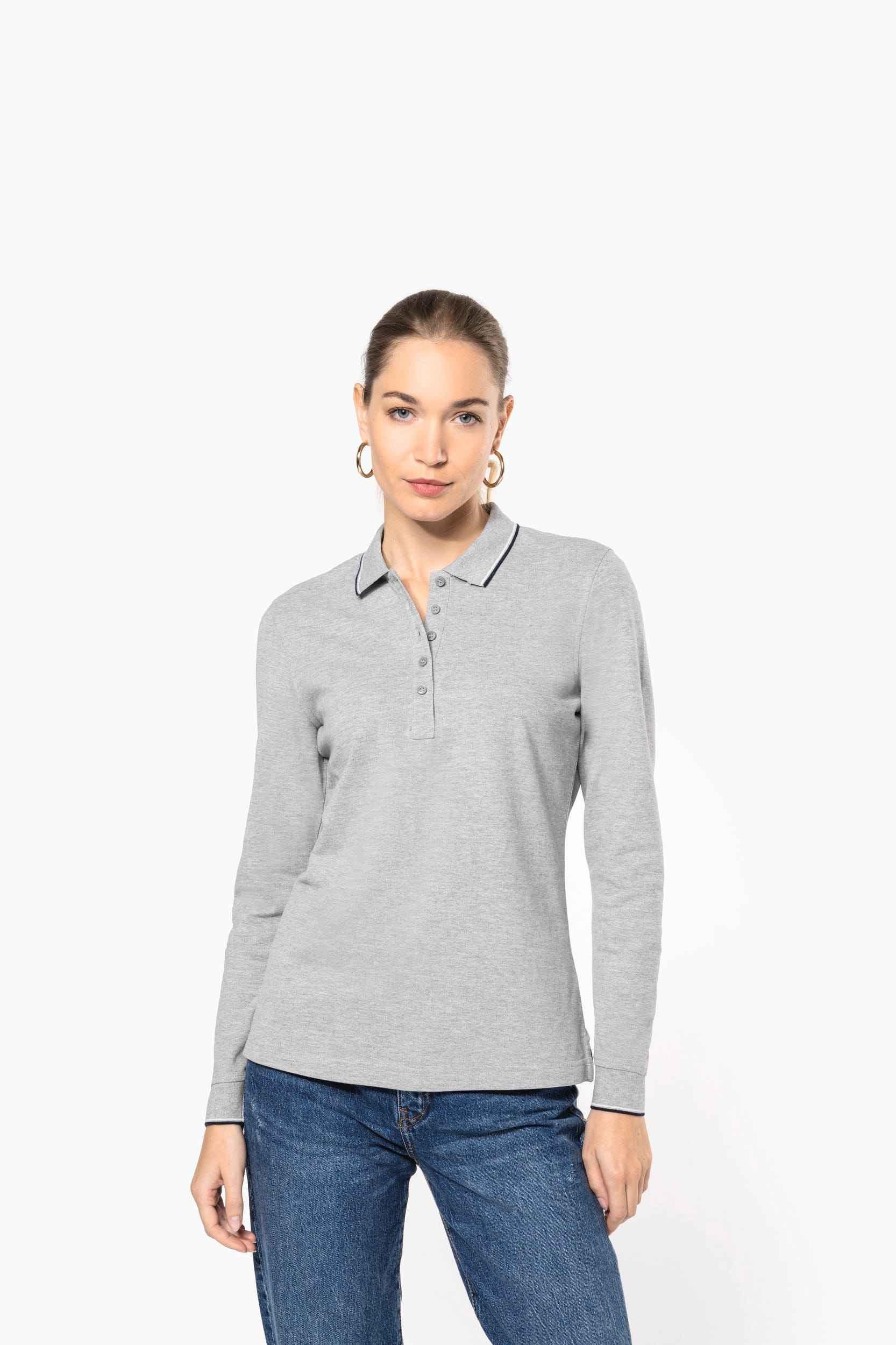 K281 - Polo maille piquée manches longues femme - Occifloc