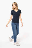 K394 - T-shirt maille piquée col V femme - Occifloc