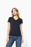 K394 - T-shirt maille piquée col V femme - Occifloc