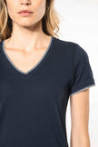 K394 - T-shirt maille piquée col V femme - Occifloc