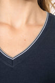 K394 - T-shirt maille piquée col V femme - Occifloc