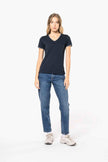 K394 - T-shirt maille piquée col V femme - Occifloc