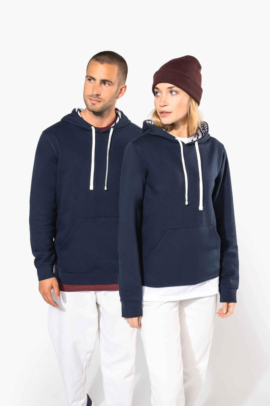 K4013 - Sweat-shirt à capuche contrastée à motifs unisexe - Occifloc