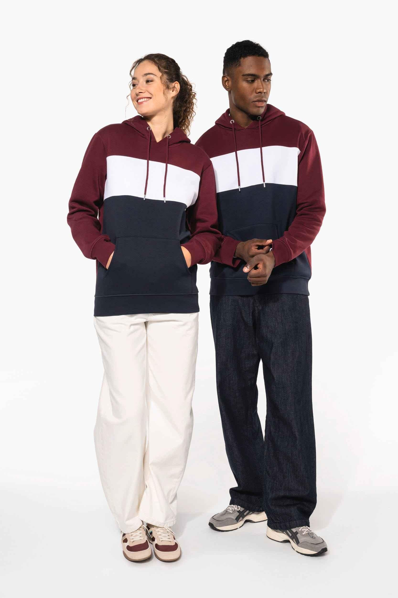 K4016 - Sweat-shirt tricolore à capuche unisexe - Occifloc