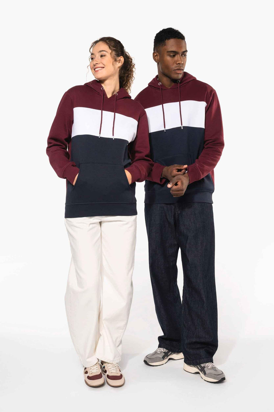 K4016 - Sweat-shirt tricolore à capuche unisexe - Occifloc