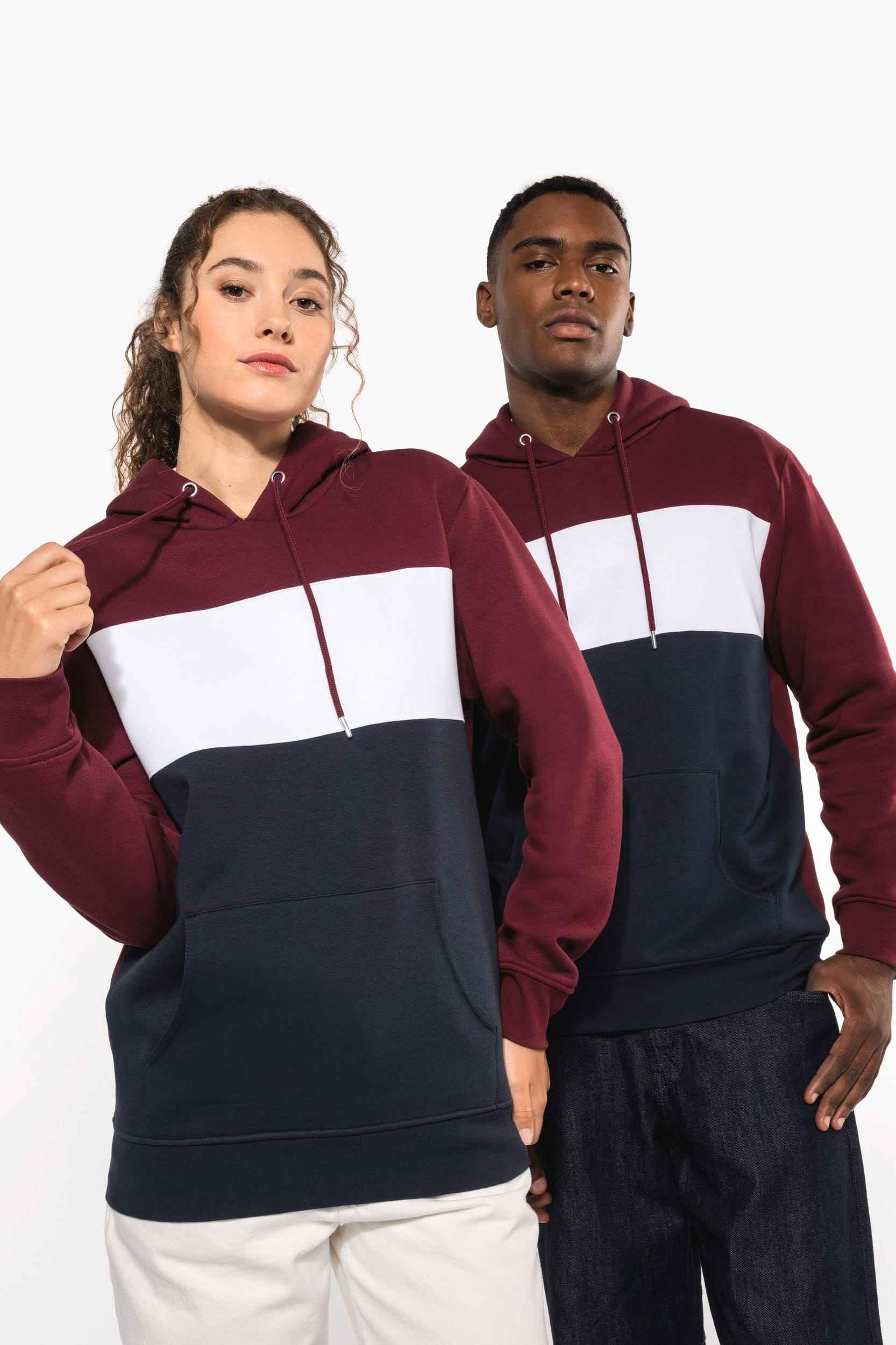 K4016 - Sweat-shirt tricolore à capuche unisexe - Occifloc