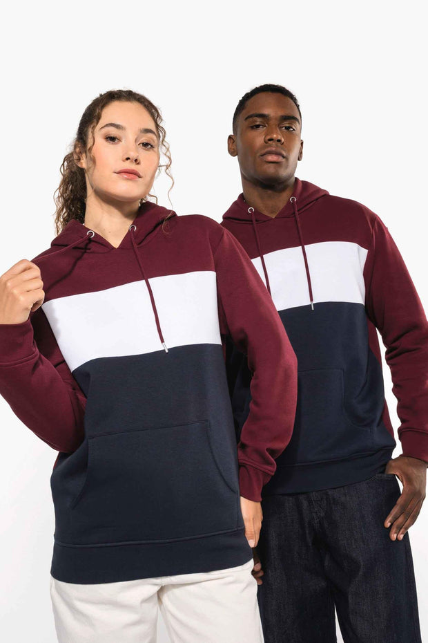 K4016 - Sweat-shirt tricolore à capuche unisexe - Occifloc