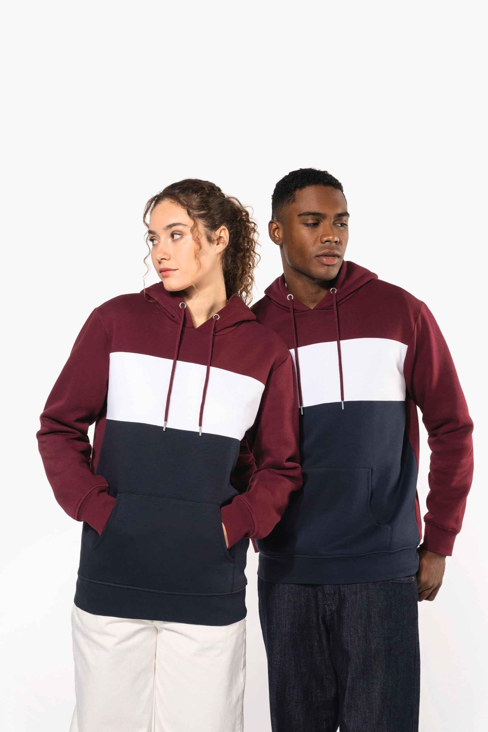 K4016 - Sweat-shirt tricolore à capuche unisexe - Occifloc