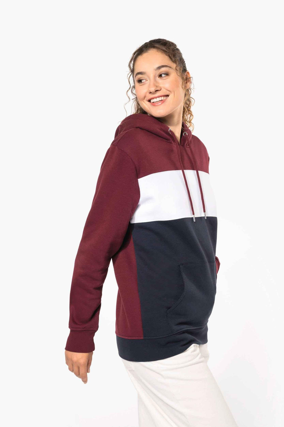 K4016 - Sweat-shirt tricolore à capuche unisexe - Occifloc