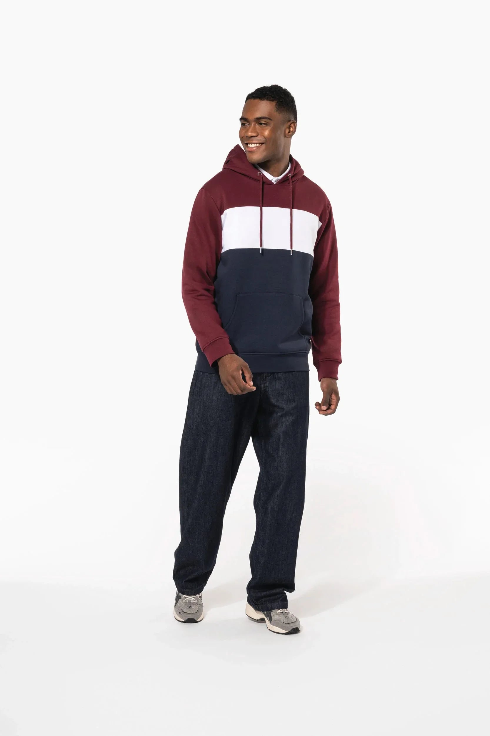 K4016 - Sweat-shirt tricolore à capuche unisexe - Occifloc
