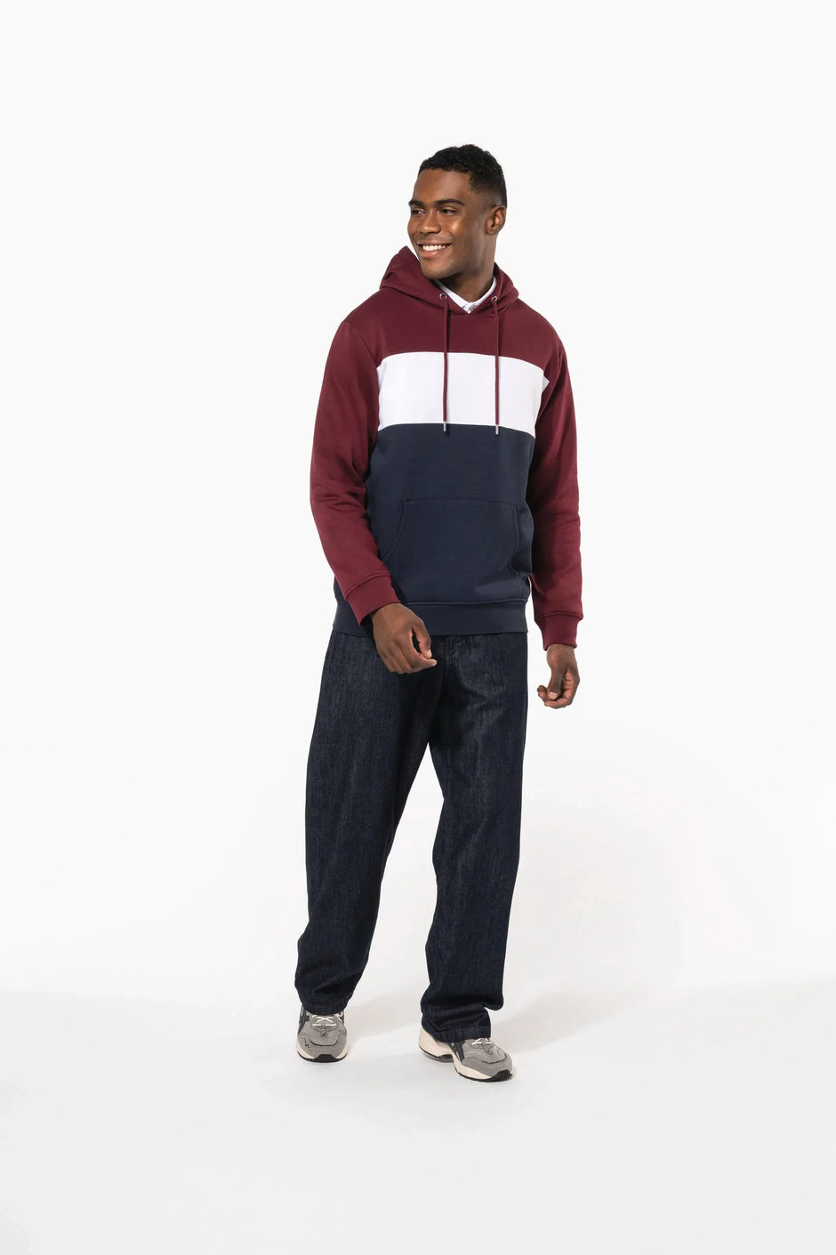 K4016 - Sweat-shirt tricolore à capuche unisexe - Occifloc