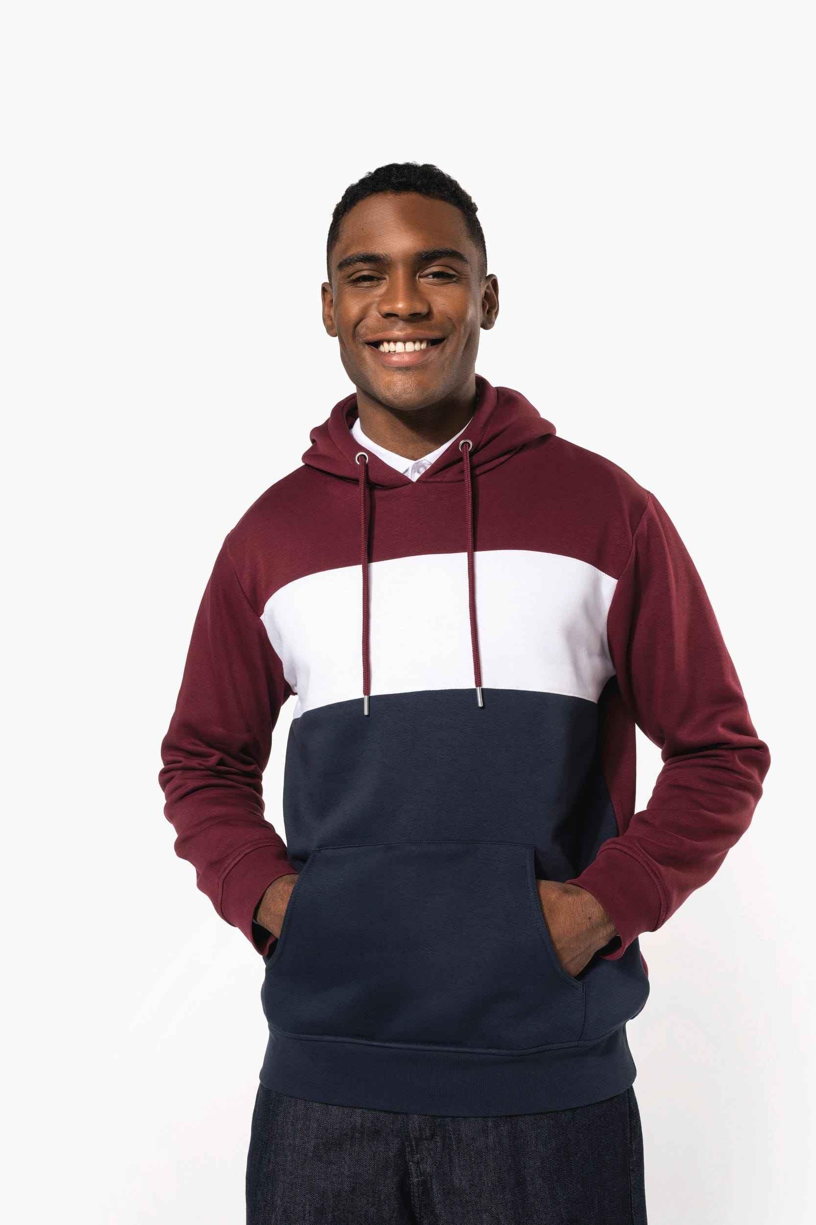 K4016 - Sweat-shirt tricolore à capuche unisexe - Occifloc
