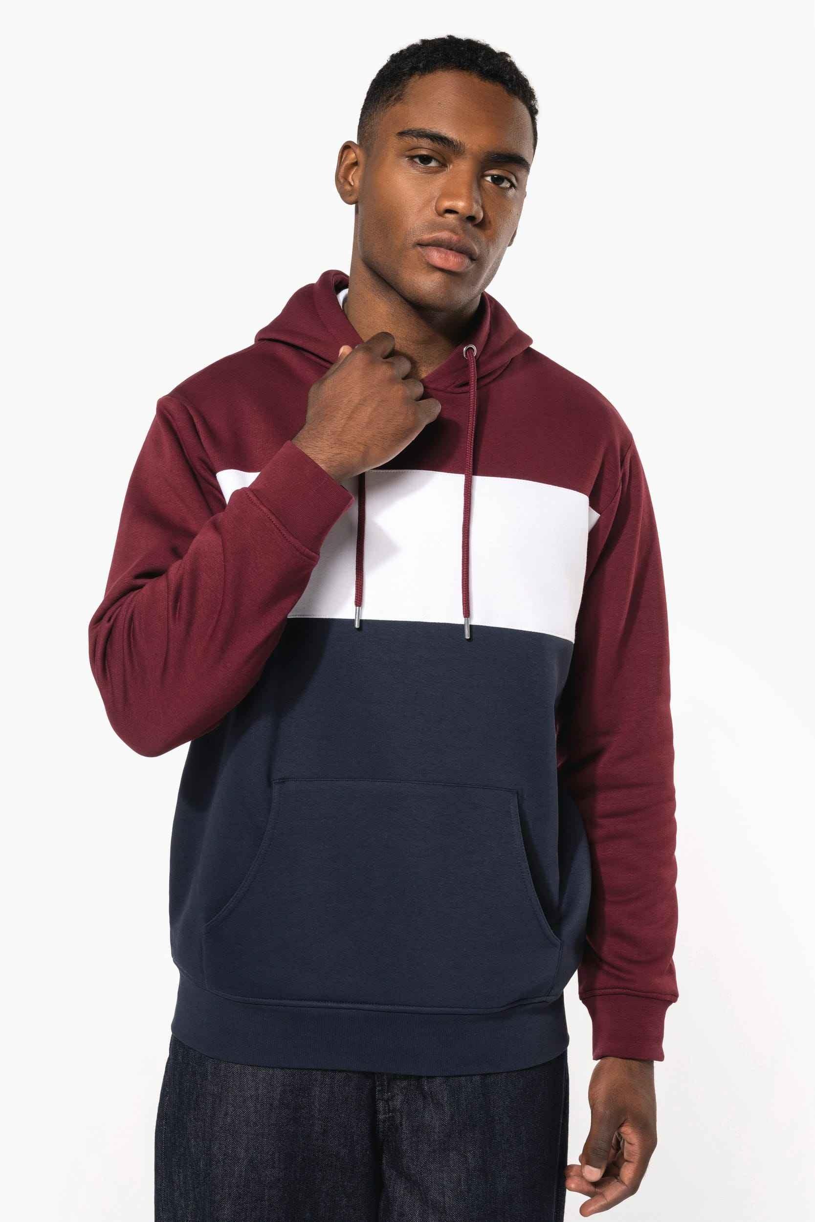 K4016 - Sweat-shirt tricolore à capuche unisexe - Occifloc