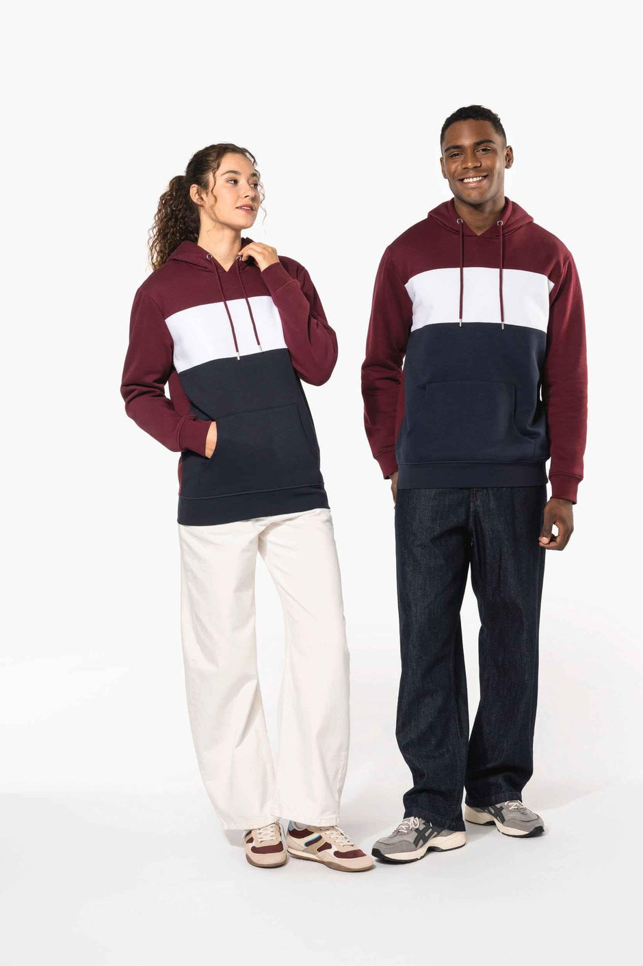 K4016 - Sweat-shirt tricolore à capuche unisexe - Occifloc