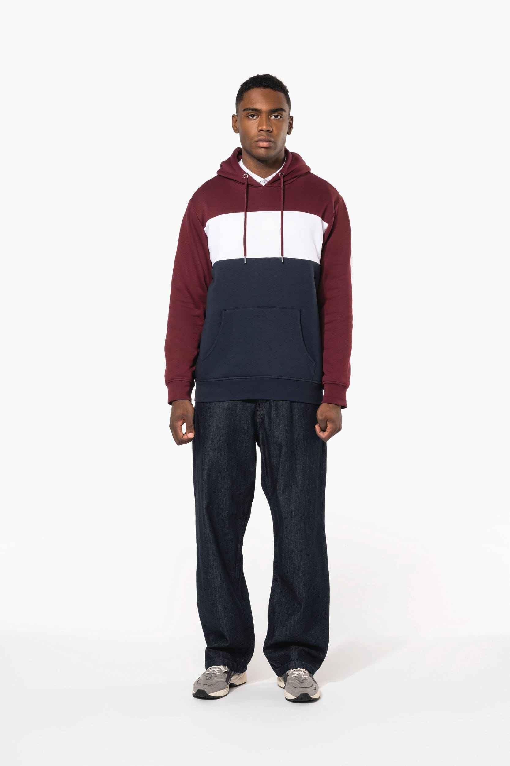K4016 - Sweat-shirt tricolore à capuche unisexe - Occifloc