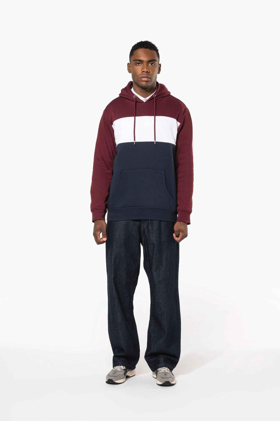 K4016 - Sweat-shirt tricolore à capuche unisexe - Occifloc