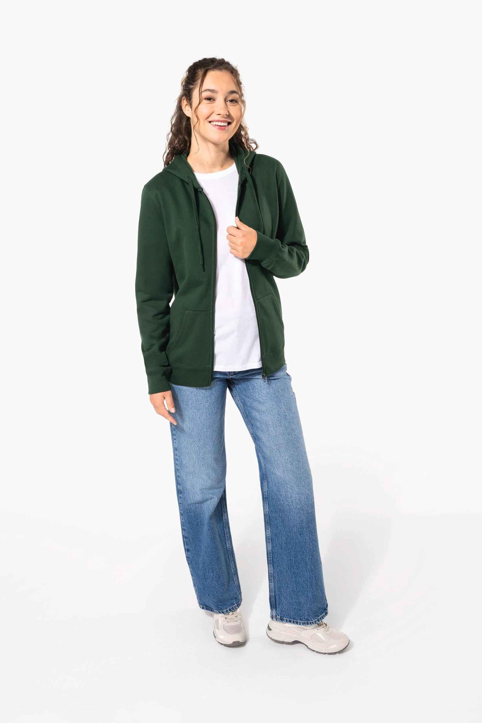 K4042 - Sweat-shirt recyclé zippé à capuche unisexe - Occifloc