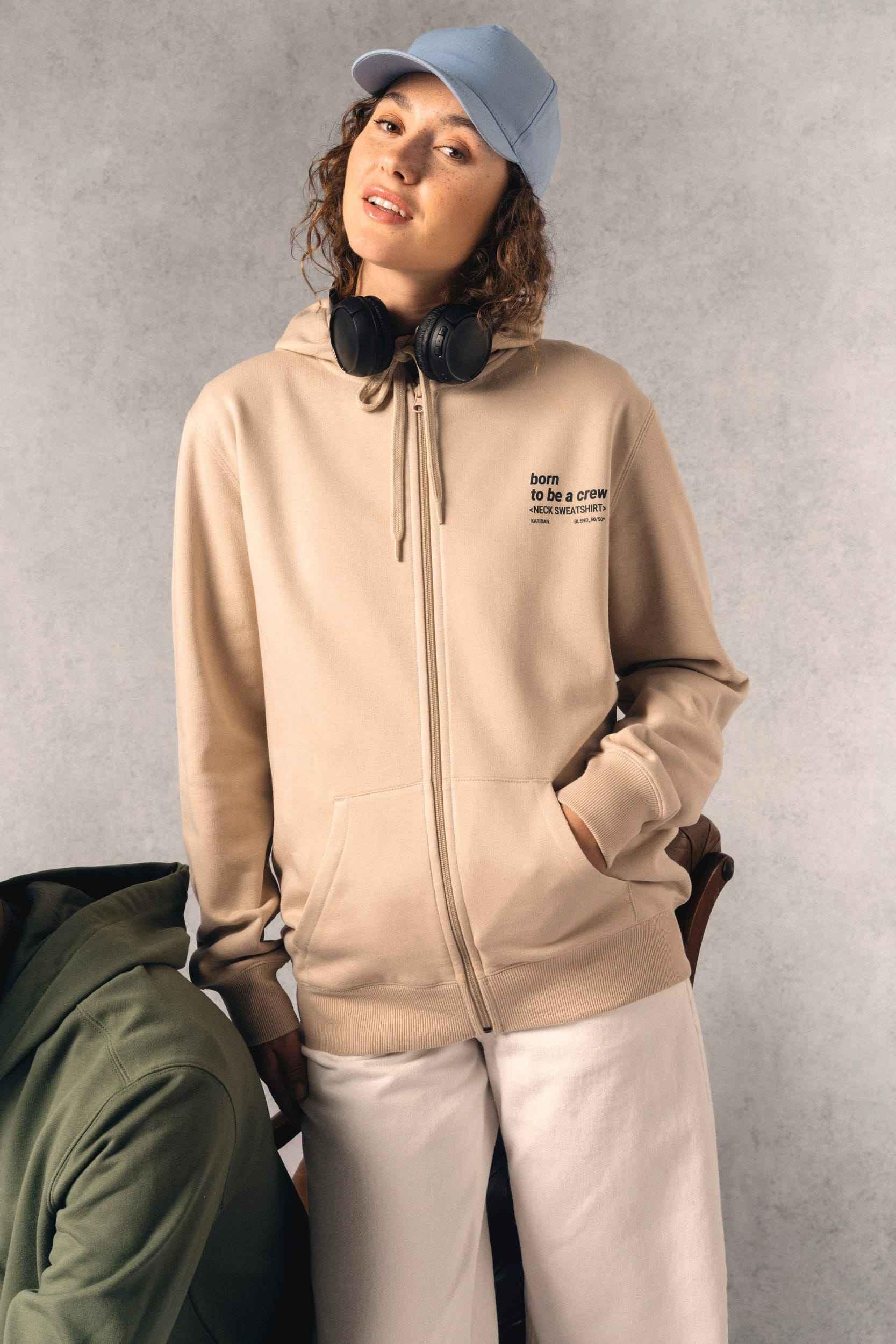 K4042 - Sweat-shirt recyclé zippé à capuche unisexe - Occifloc