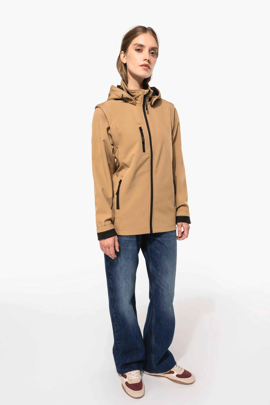 K422 - Veste Softshell 3 couches à capuche avec manches amovibles unisexe - Occifloc