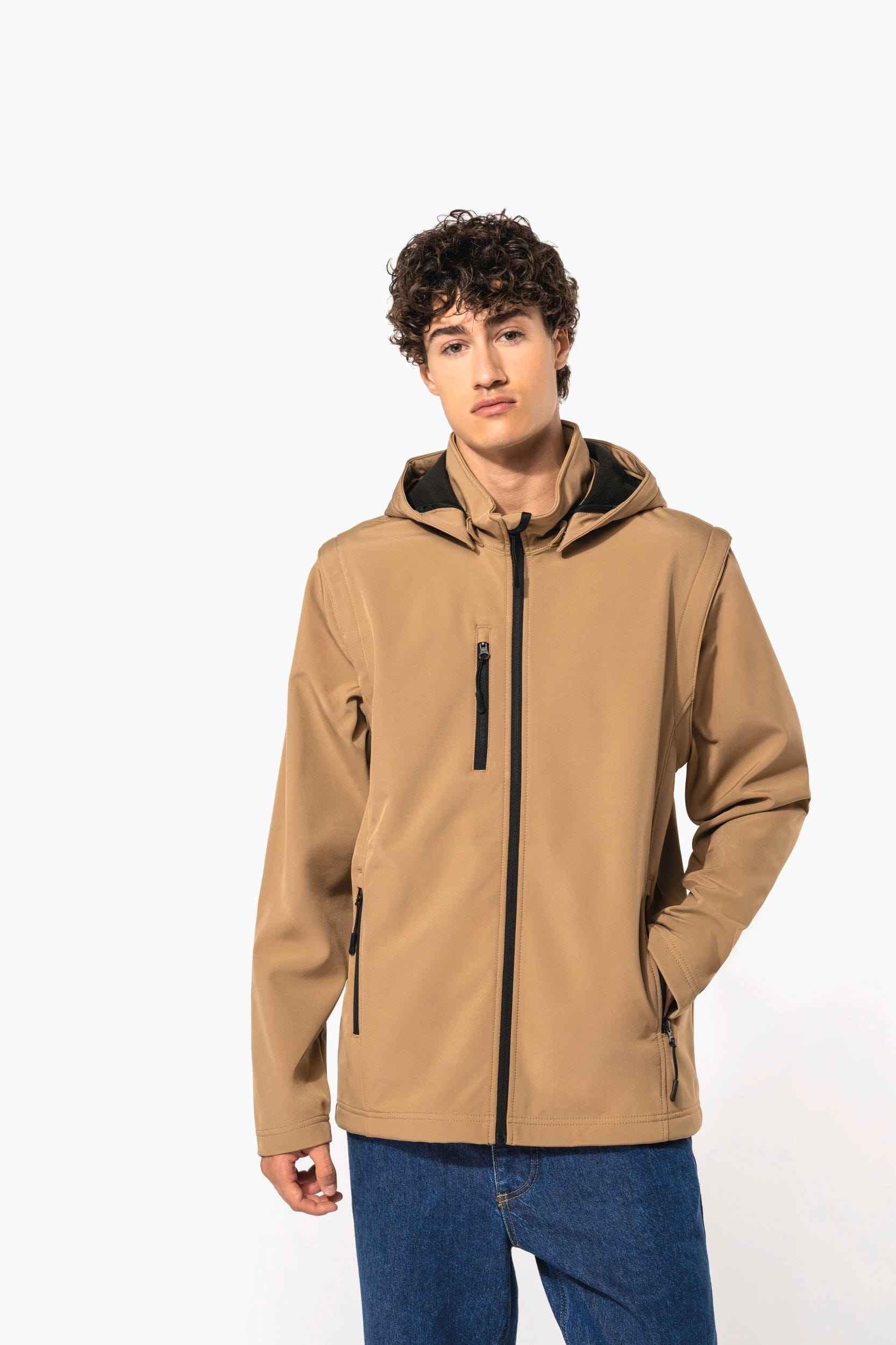 K422 - Veste Softshell 3 couches à capuche avec manches amovibles unisexe - Occifloc