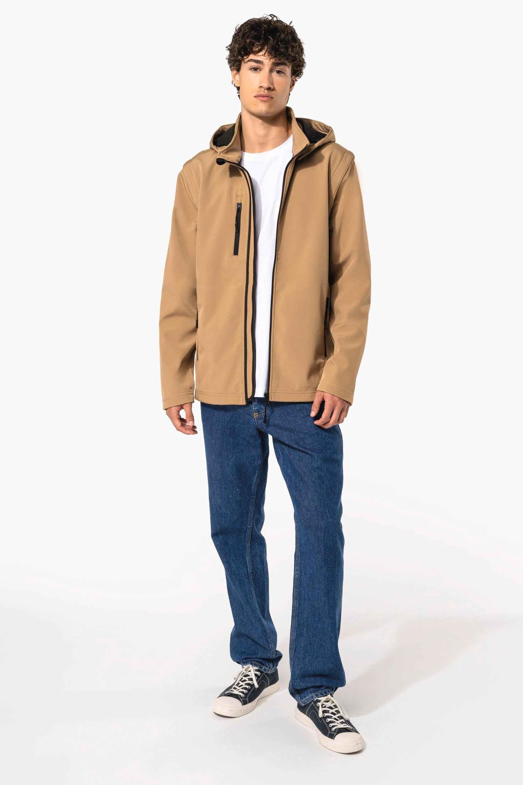 K422 - Veste Softshell 3 couches à capuche avec manches amovibles unisexe - Occifloc