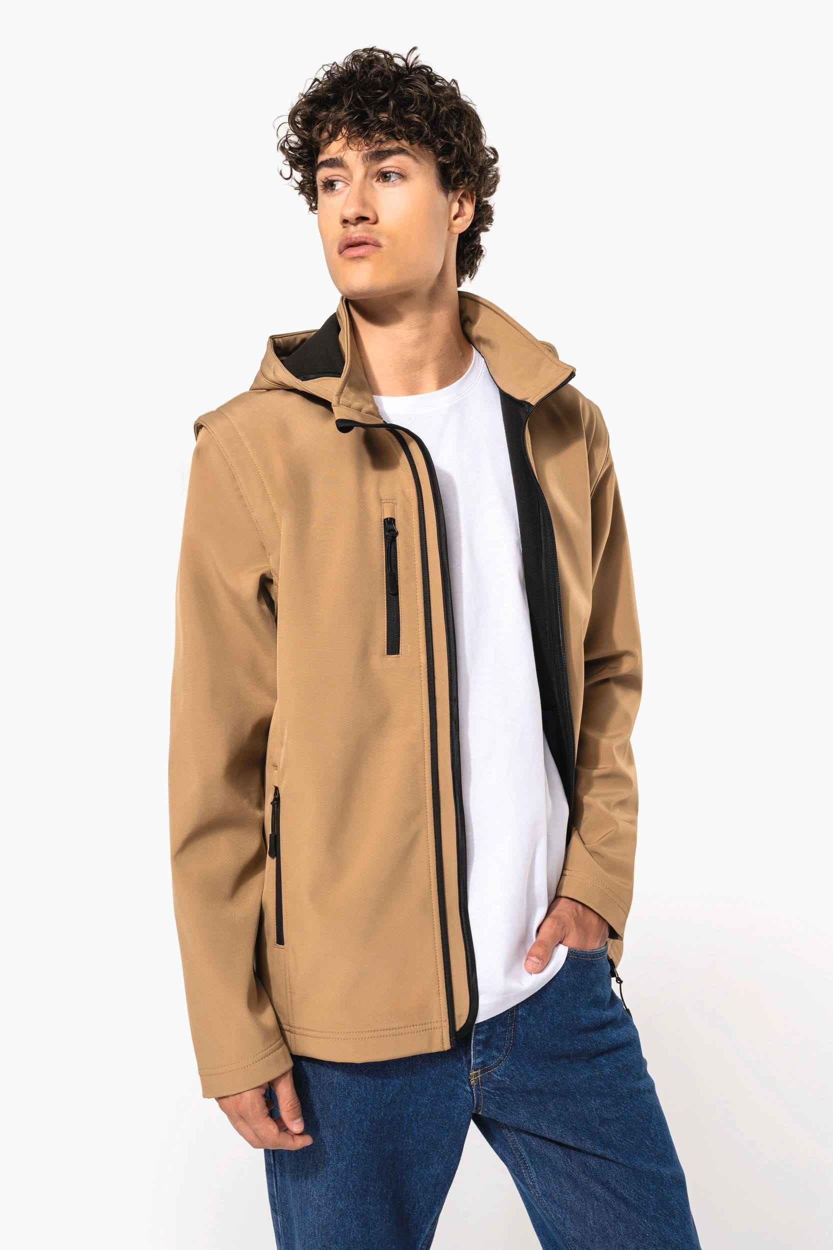 K422 - Veste Softshell 3 couches à capuche avec manches amovibles unisexe - Occifloc