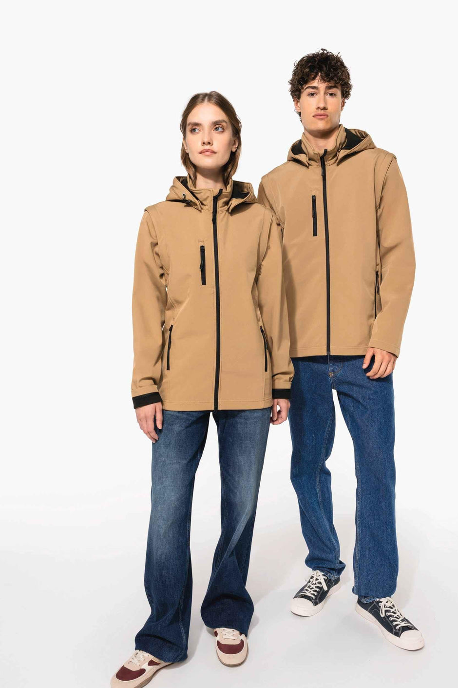 K422 - Veste Softshell 3 couches à capuche avec manches amovibles unisexe - Occifloc