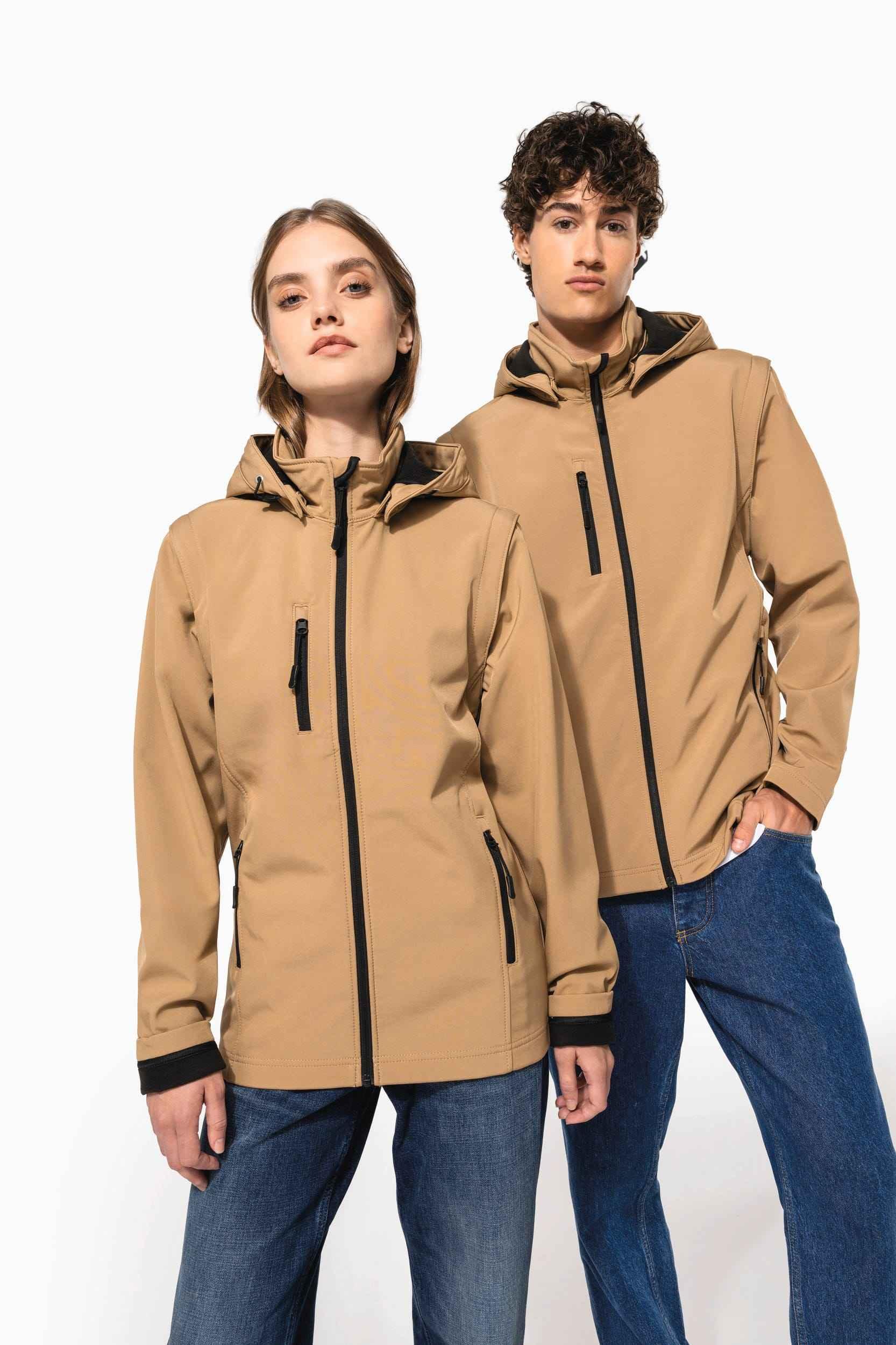 K422 - Veste Softshell 3 couches à capuche avec manches amovibles unisexe - Occifloc