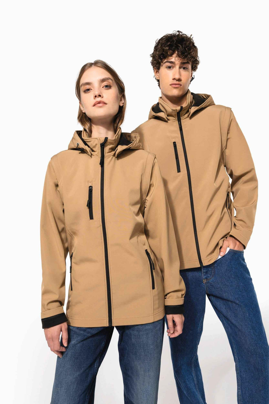 K422 - Veste Softshell 3 couches à capuche avec manches amovibles unisexe - Occifloc
