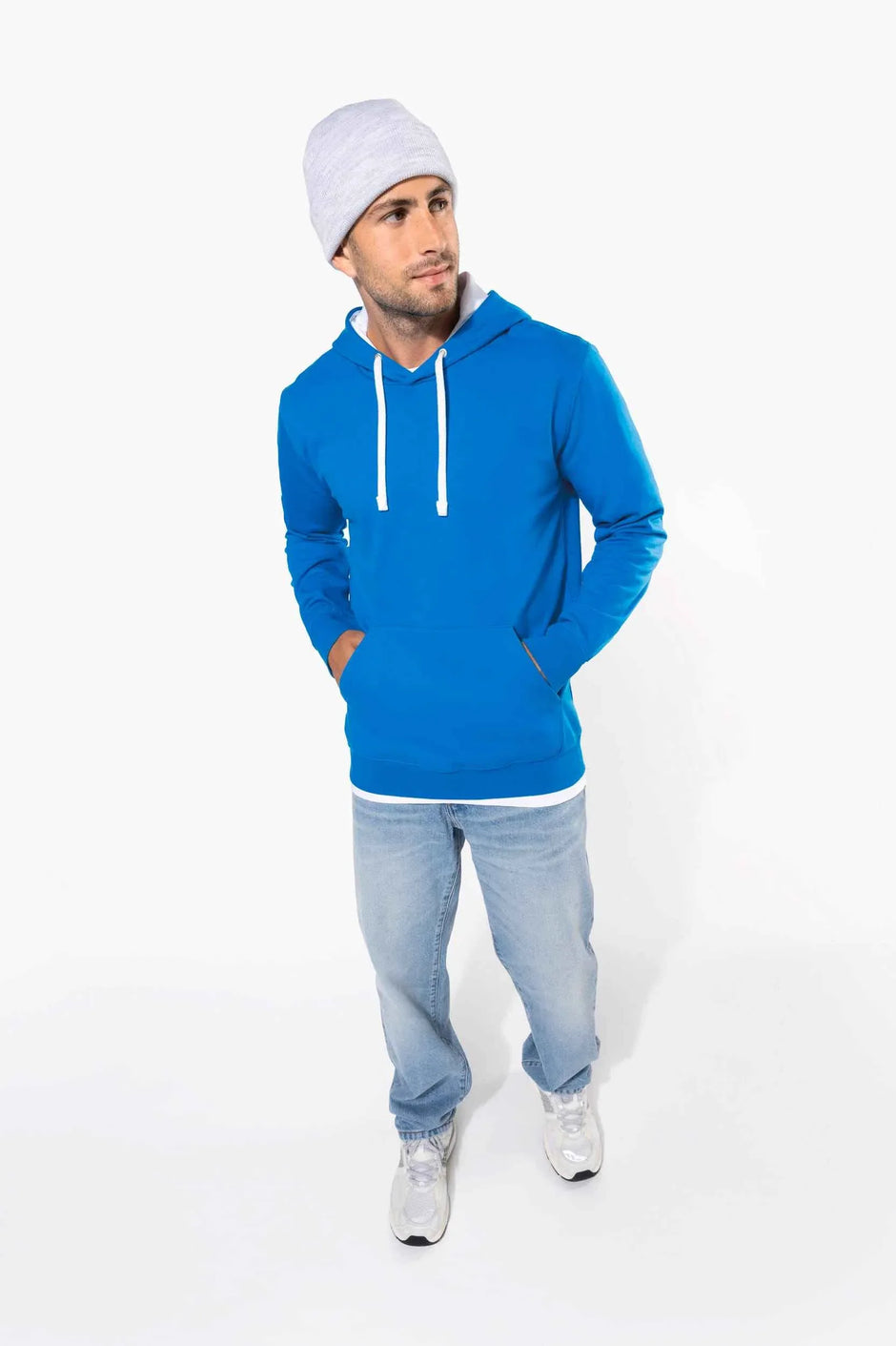 K446 - Sweat-shirt capuche contrastée homme - Occifloc
