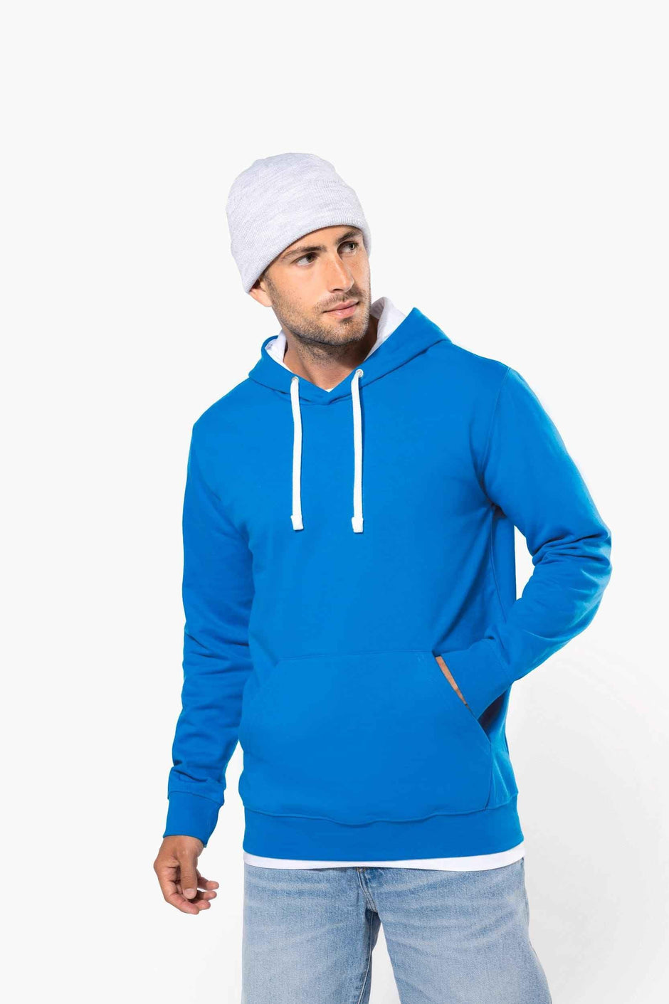 K446 - Sweat-shirt capuche contrastée homme - Occifloc