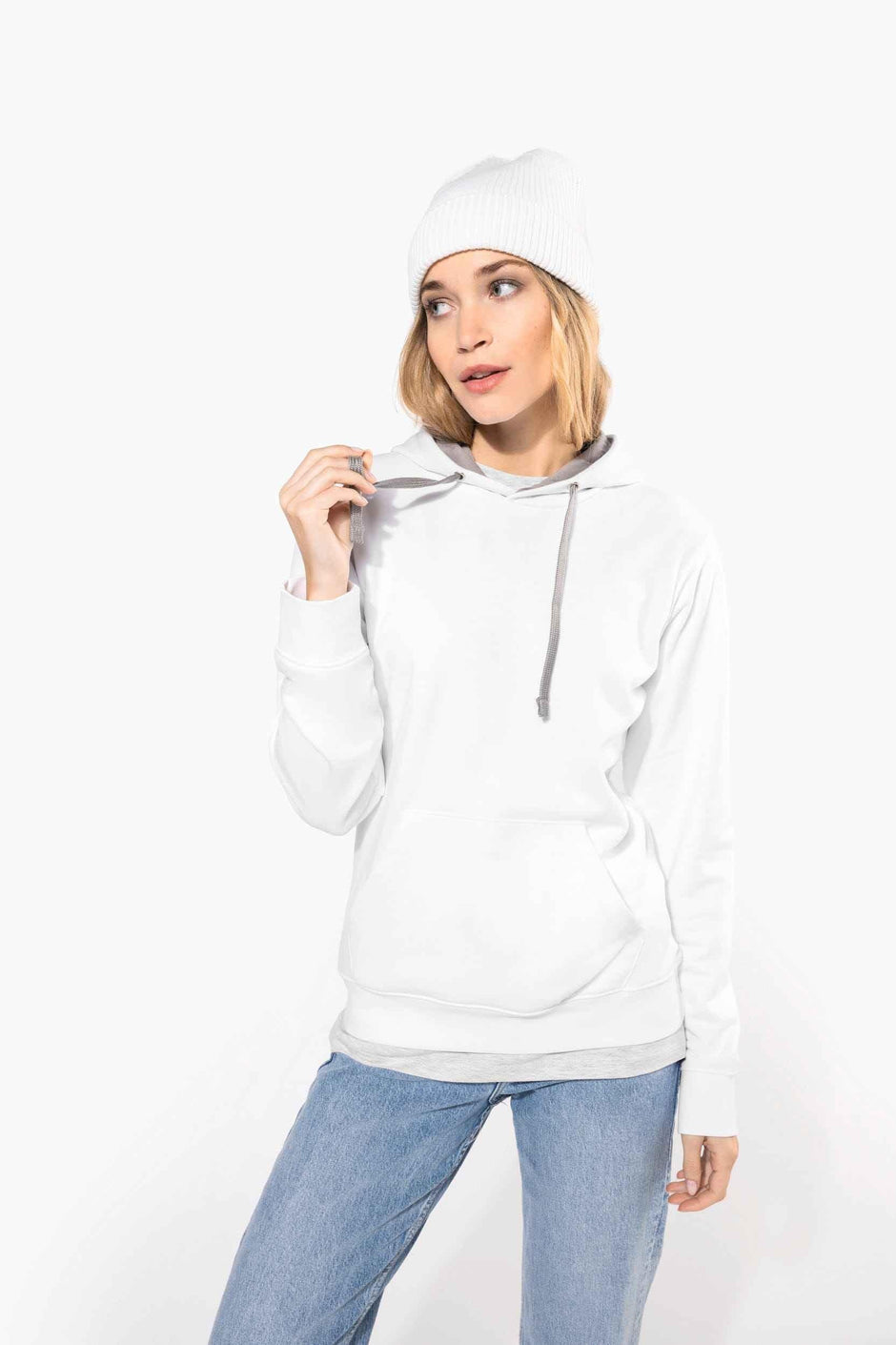 K465 - Sweat-shirt capuche contrastée femme - Occifloc