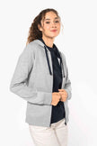 K467 - Sweat-shirt zippé capuche contrastée femme - Occifloc