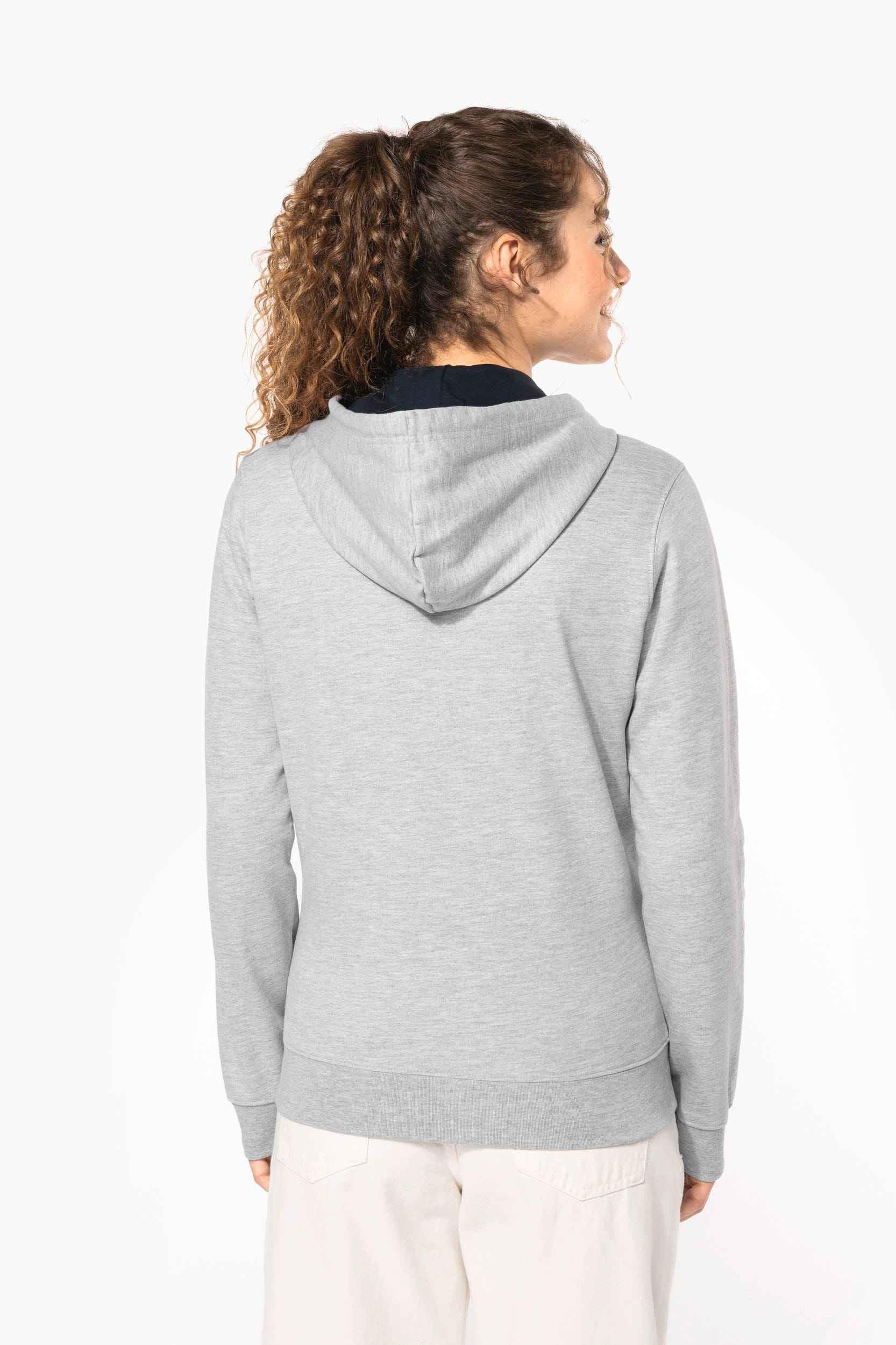 K467 - Sweat-shirt zippé capuche contrastée femme - Occifloc