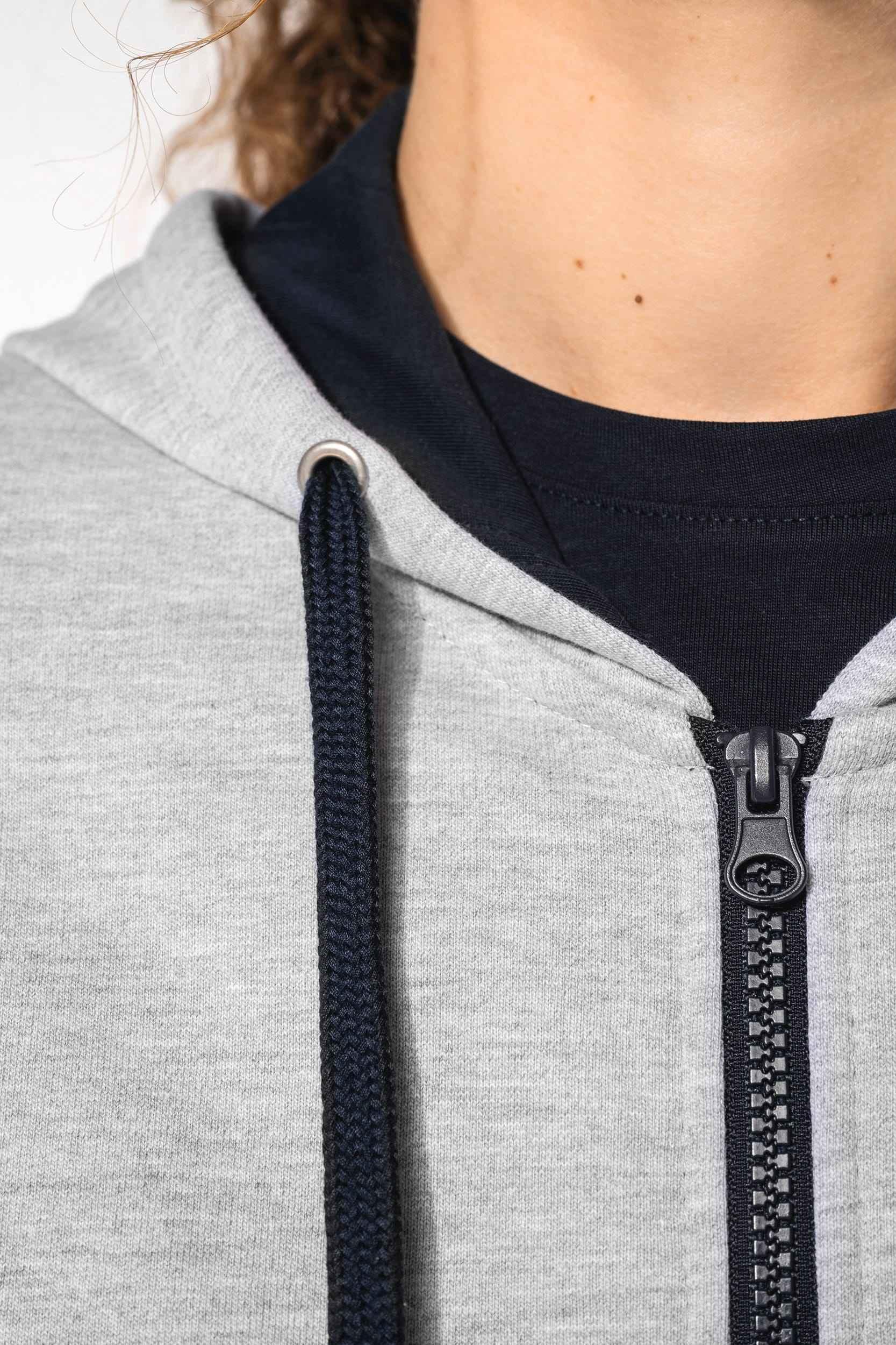 K467 - Sweat-shirt zippé capuche contrastée femme - Occifloc