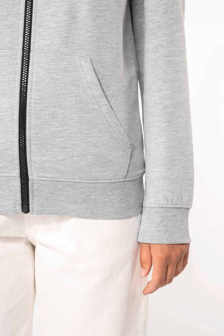 K467 - Sweat-shirt zippé capuche contrastée femme - Occifloc