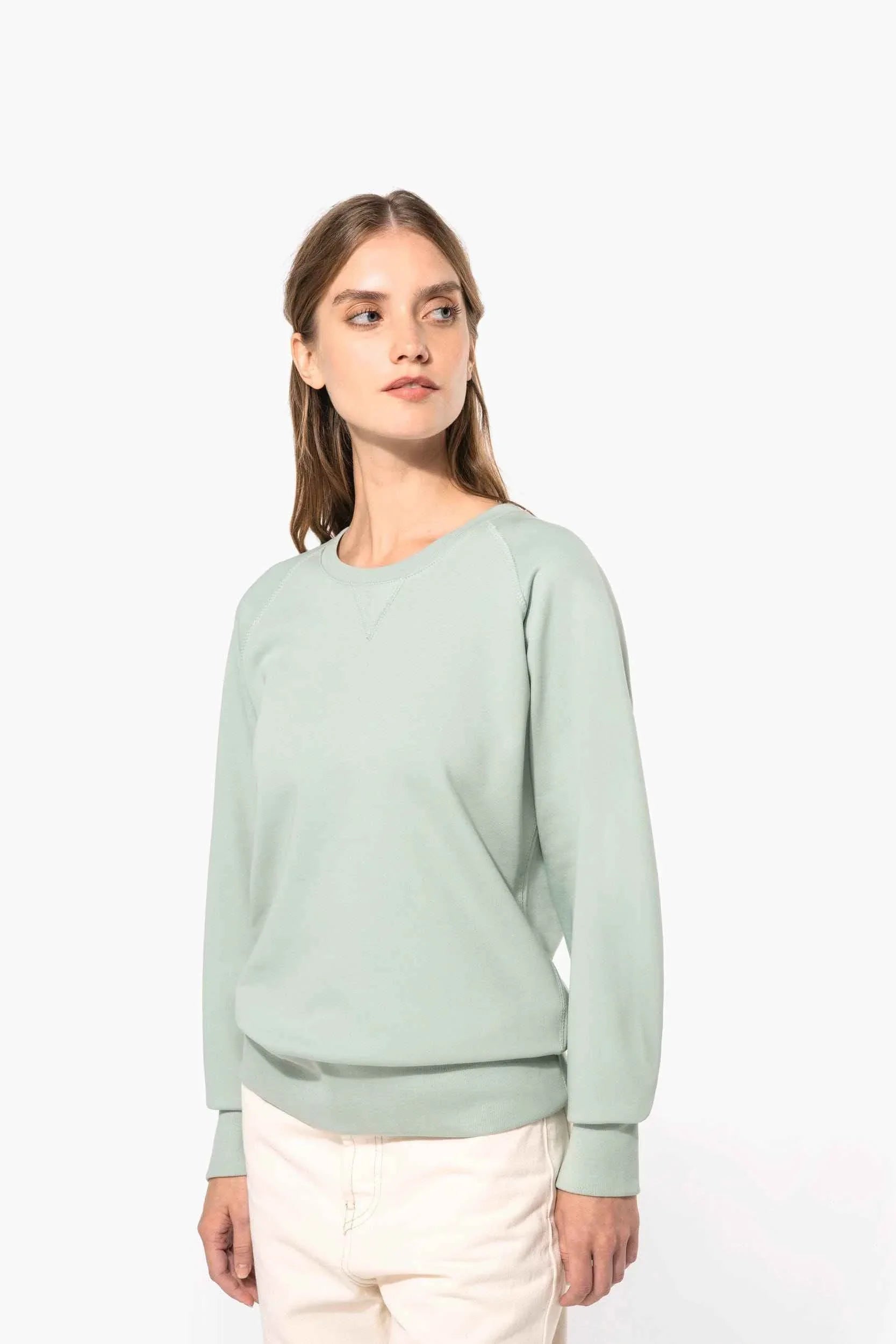 K481 - Sweat-shirt Bio col rond manches raglan femme - Occifloc