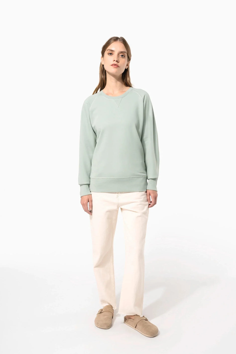 K481 - Sweat-shirt Bio col rond manches raglan femme - Occifloc