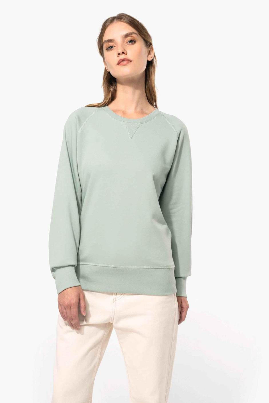 K481 - Sweat-shirt Bio col rond manches raglan femme - Occifloc
