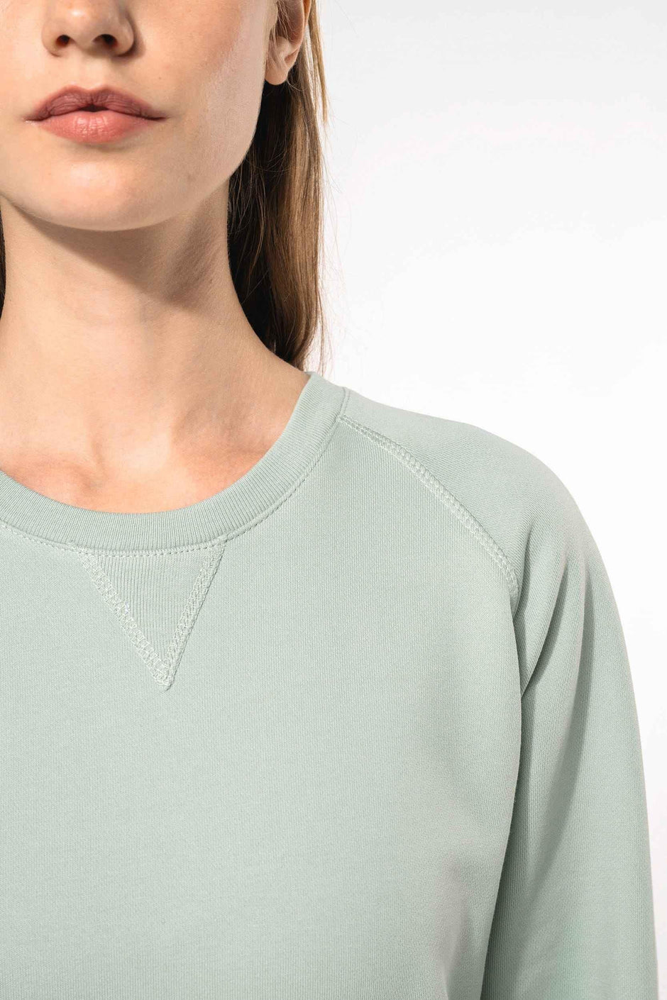 K481 - Sweat-shirt Bio col rond manches raglan femme - Occifloc