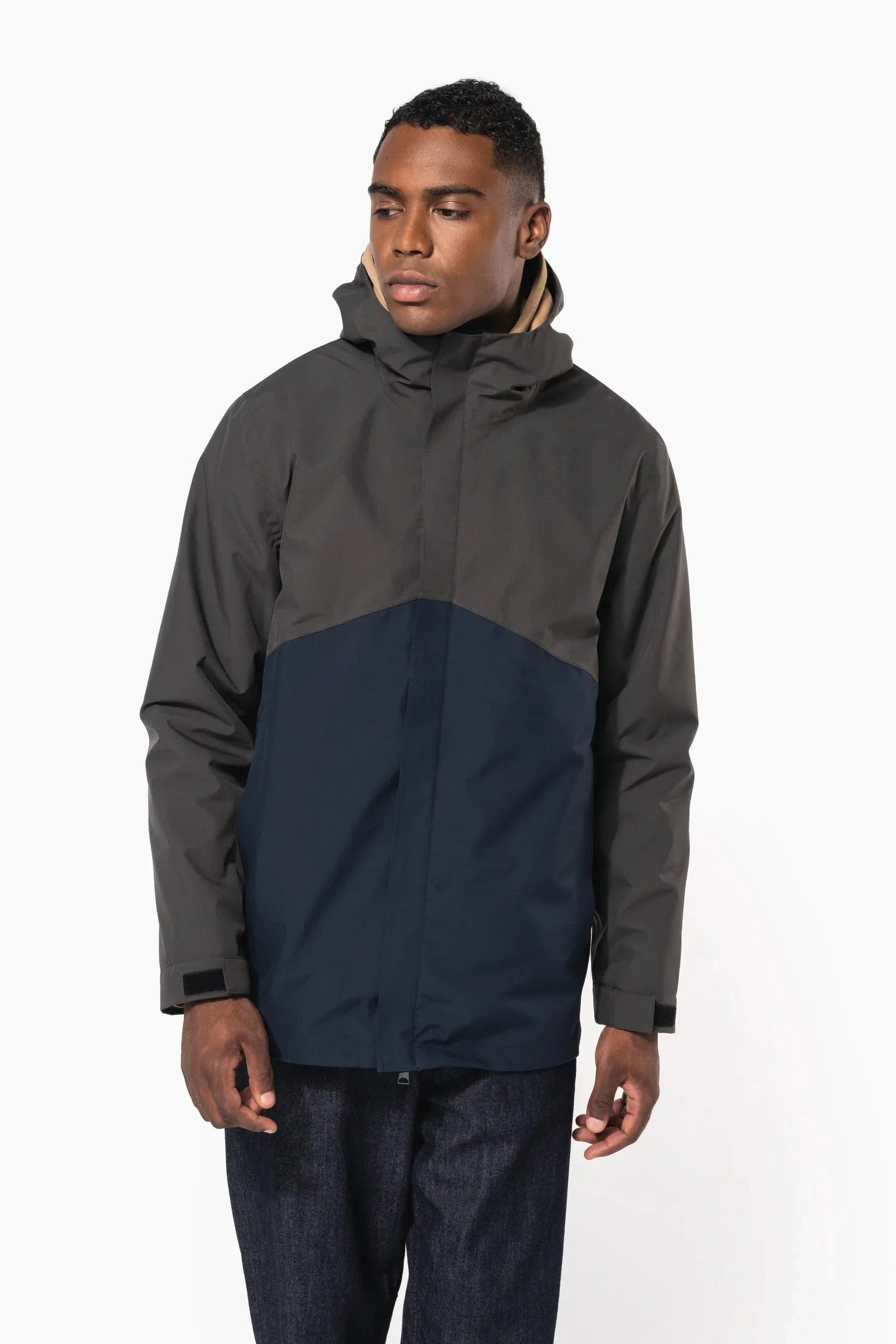 K6169 - Parka 3-en-1 imperméable à capuche bicolore unisexe - Occifloc