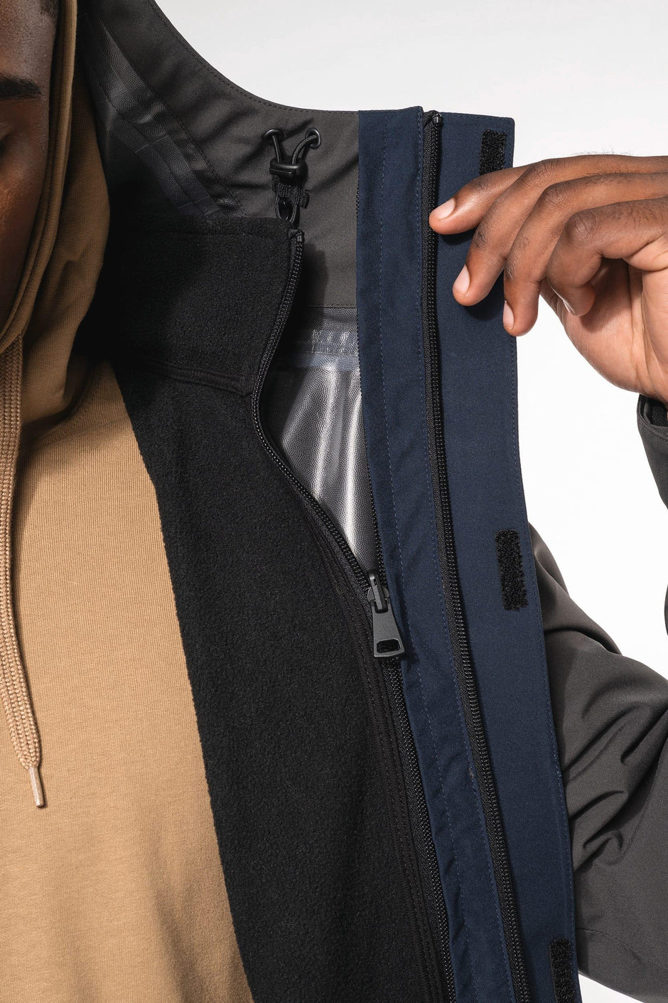 K6169 - Parka 3-en-1 imperméable à capuche bicolore unisexe - Occifloc