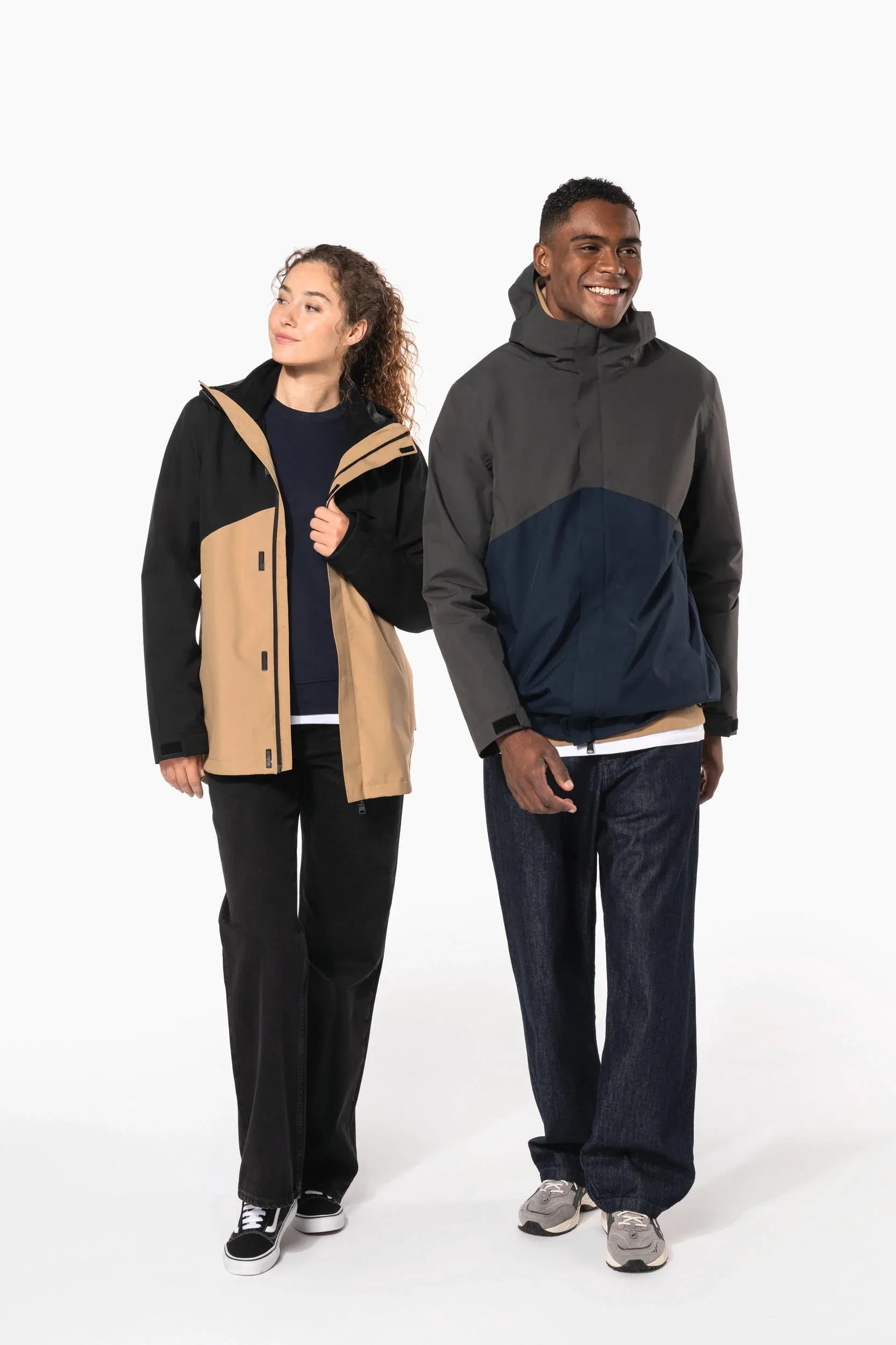 K6169 - Parka 3-en-1 imperméable à capuche bicolore unisexe - Occifloc