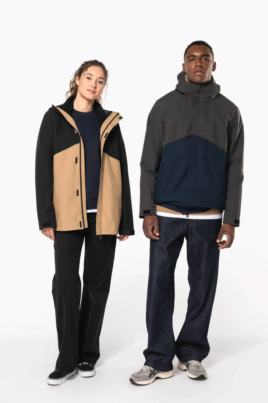 K6169 - Parka 3-en-1 imperméable à capuche bicolore unisexe - Occifloc