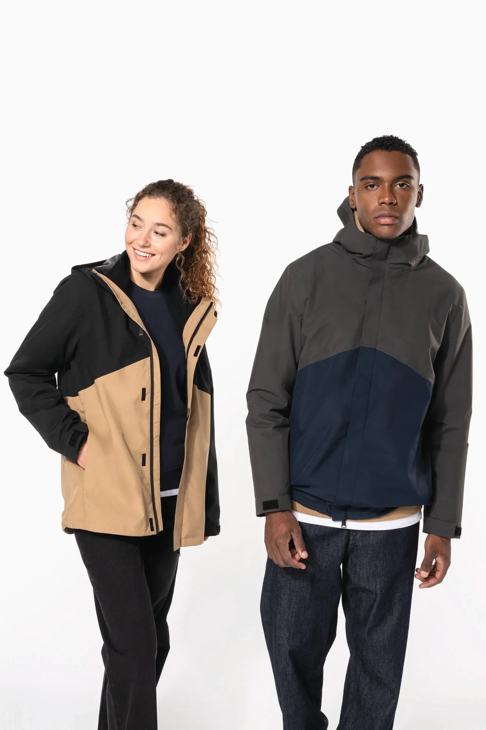 K6169 - Parka 3-en-1 imperméable à capuche bicolore unisexe - Occifloc