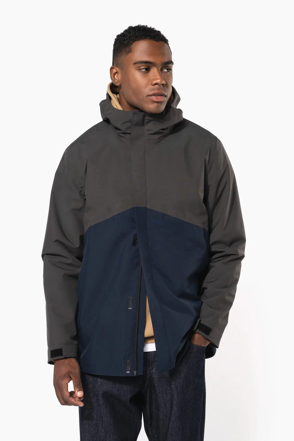 K6169 - Parka 3-en-1 imperméable à capuche bicolore unisexe - Occifloc